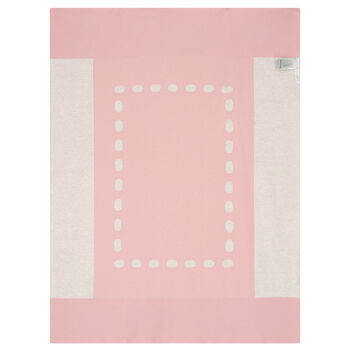 Baby Girls Pink & Ivory Knitted Blanket